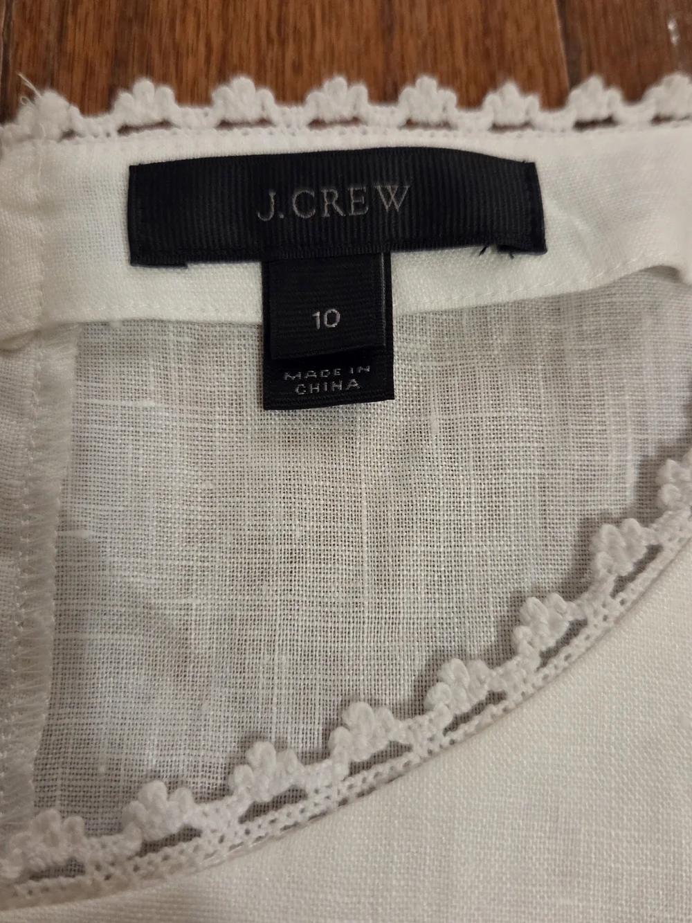 J.Crew Size 10 Women's White Long-sleeve Linen Top